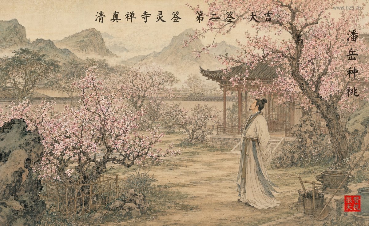 潘岳种桃 典故插图